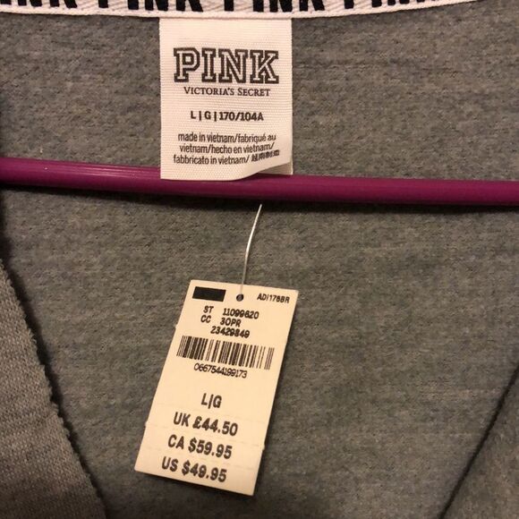 Victoria secret grey hooded pullover size large NWT - Picture 7 of 7
